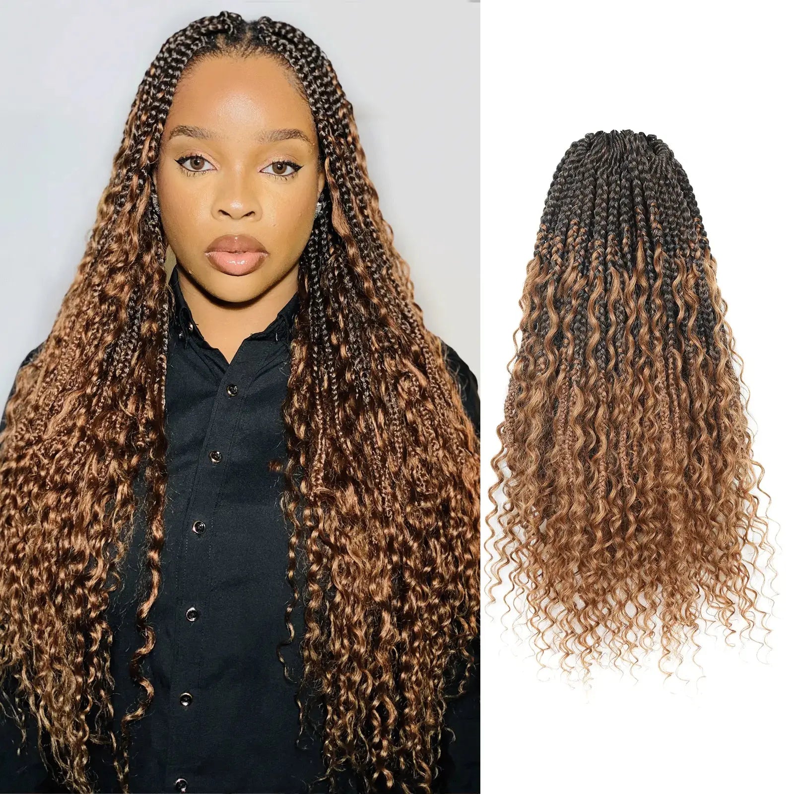 Toyotress Boho Box Braids with Human Hair Curls Protective Hairstyle Crochet Hair Extensions